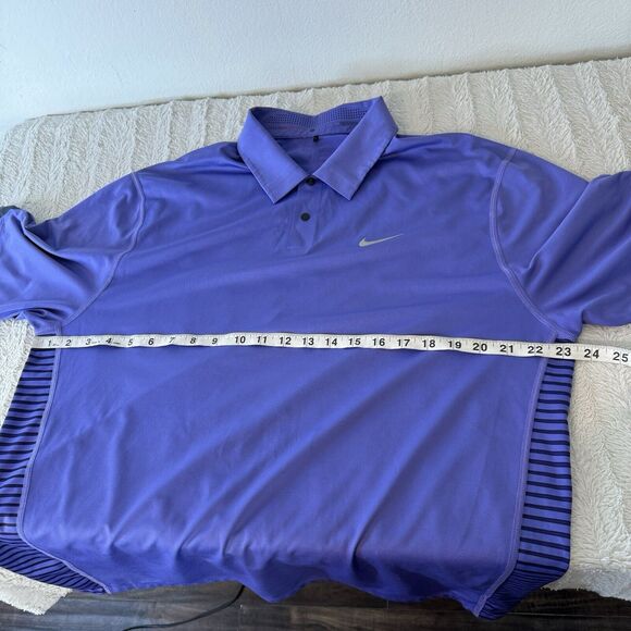 Nike Tiger Woods Polo Shirt Mens Large Purple Striped Golf TW Logo 585786-553 - Picture 12 of 15